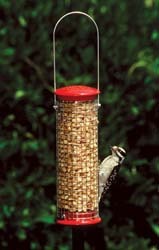 WBU Peanut Pieces Feeder with Downy Woodpecker